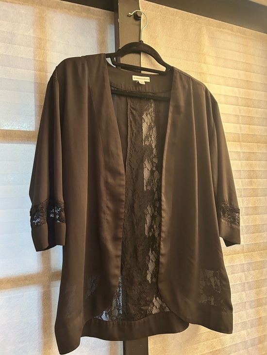 Warehouse Other - Warehouse Black Satin Robe with Lace Inset